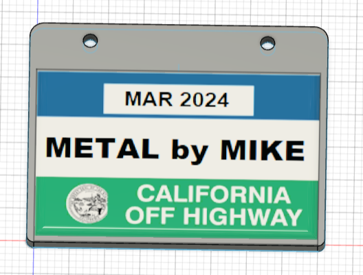 California OHV Green Sticker Mount Plate